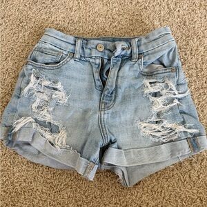 Light Wash Distressed Women’s Denim Jean Shorts